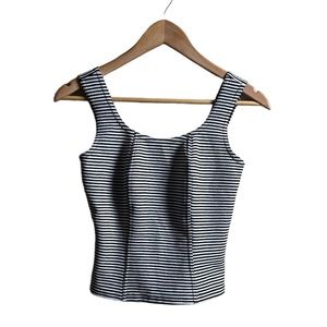 Vintage Creative Design Works Black White Stripes Tank Top Small